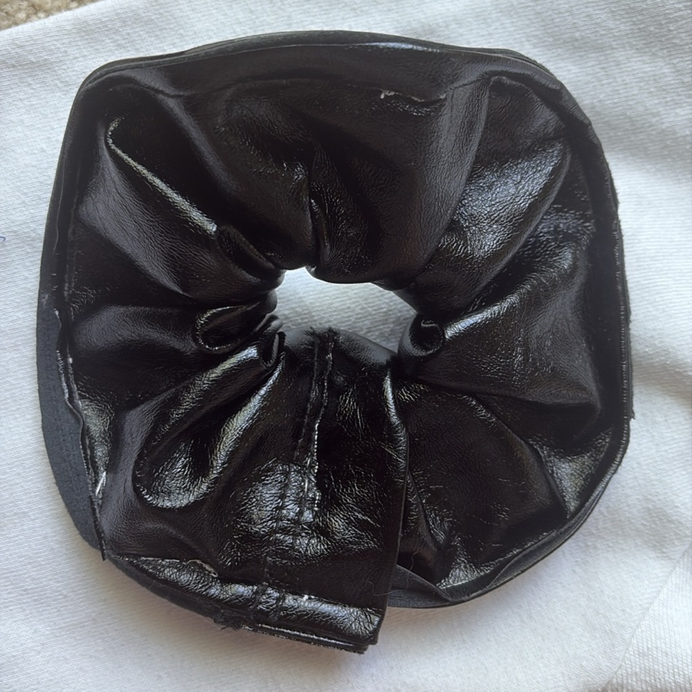 handmade faux leather oversized scrunchie